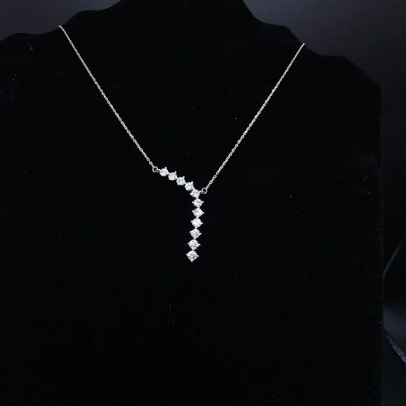 2.2 CTW Moissanite Waterfall Pendant  925 Silver GRA Certified Brilliant Jewelry - Picture 11 of 16